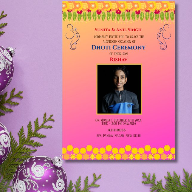 Indian Hindu Boy Dhoti Ceremony Pancha Kattu Invit Invitation (Creator Uploaded)