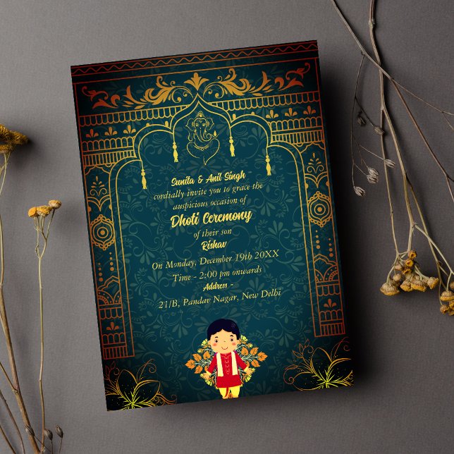 Indian Hindu Boy Dhoti Ceremony Pancha Kattu Invit Invitation (Creator Uploaded)