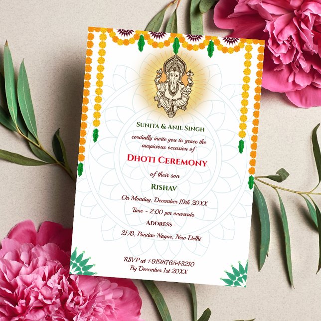 Indian Hindu Boy Dhoti Ceremony Pancha Kattu Invitation (Creator Uploaded)