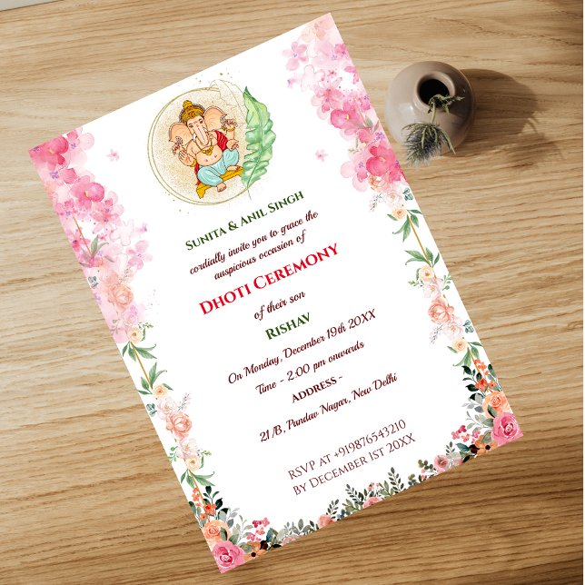Indian Hindu Boy Dhoti Ceremony Pancha Kattu Invitation (Creator Uploaded)