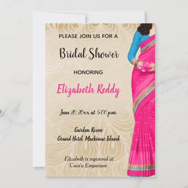 Indian Hindu Bridal Shower Invitation (Front)