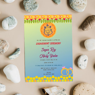 Indian Hindu Engagement Ceremony Invitation