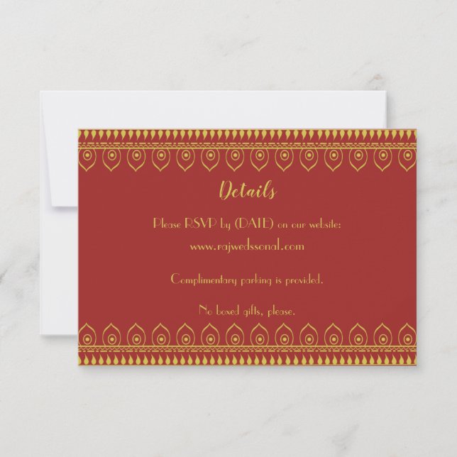 Indian Hindu Ganesh Wedding Details Card (Front)