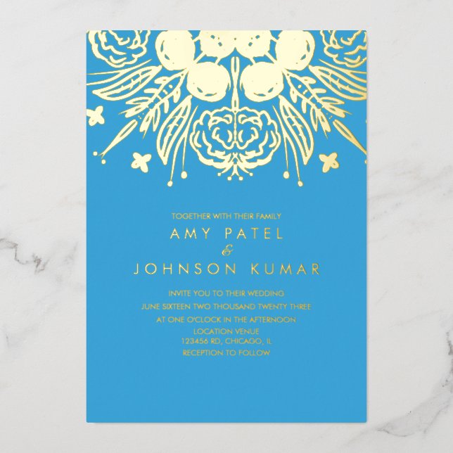 Indian Hindu Hand Drawn  Wedding Pressed    (Front)