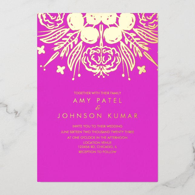 Indian Hindu Hand Drawn  Wedding Pressed   (Front)