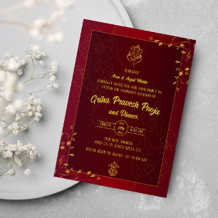 Indian Hindu Housewarming Griha Pravesh Invitation