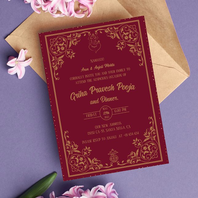 Indian Hindu Housewarming Griha Pravesh Invitation (Creator Uploaded)