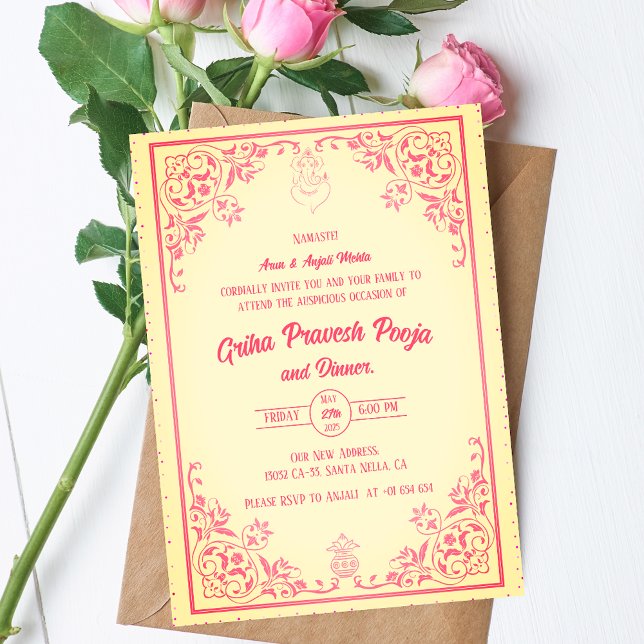 Indian Hindu Housewarming Griha Pravesh Invitation (Creator Uploaded)