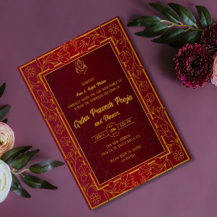 Indian Hindu Housewarming Griha Pravesh Invitation