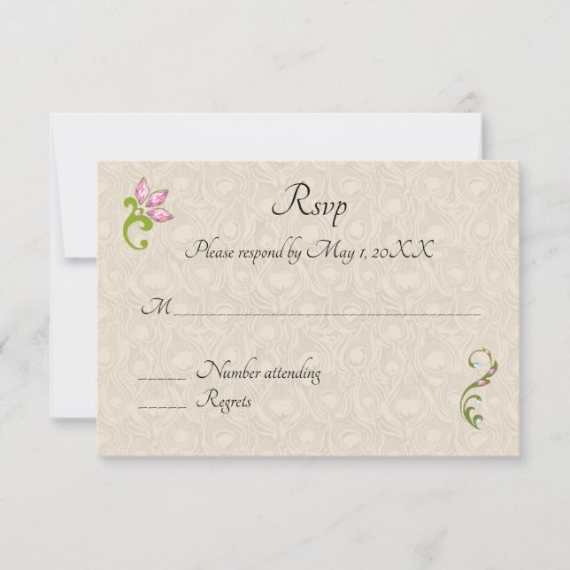 Indian Hindu Peacock Wedding Invitation rsvp (Front)