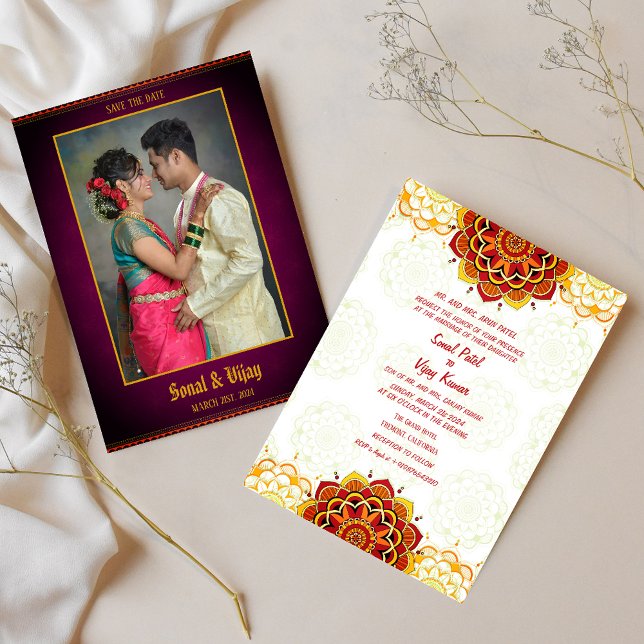 Indian Hindu Wedding Couple Image Chakra Design Invitation (Creator Uploaded)