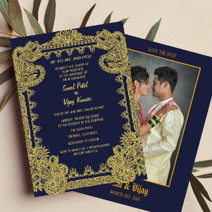 Indian Hindu Wedding Couple Image Intricate Design Invitation
