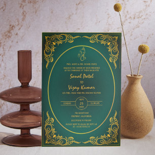 Indian Hindu Wedding Custom Photo Ganesha Logo Inv Invitation