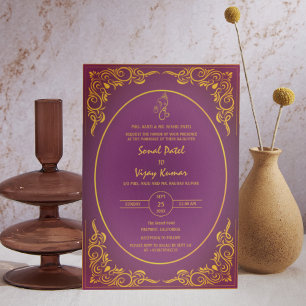 Indian Hindu Wedding Custom Photo Ganesha Logo Invitation