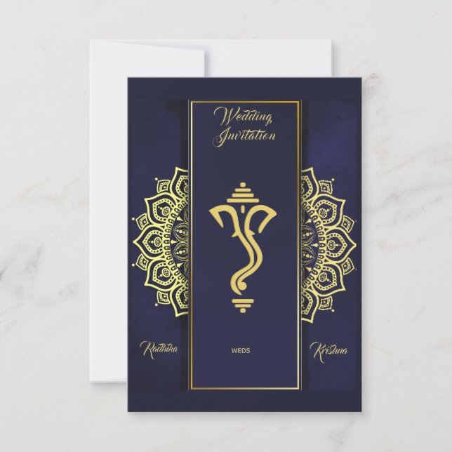 Indian hindu wedding Ganesha invitation (Front)
