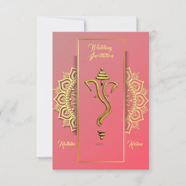 Indian hindu wedding Ganesha invitation (Front)
