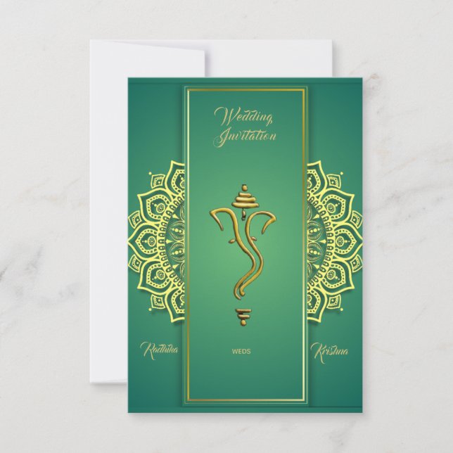 Indian hindu wedding Ganesha invitation (Front)