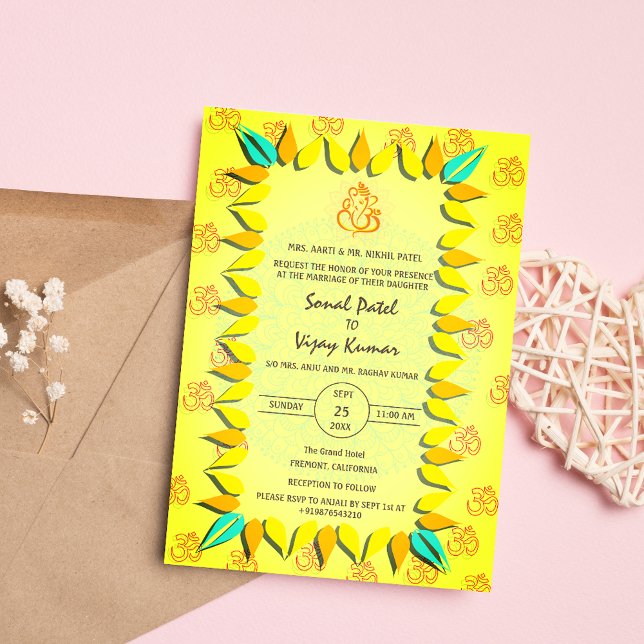 Indian Hindu Wedding Ganesha Logo Om Symbol Invitation (Creator Uploaded)