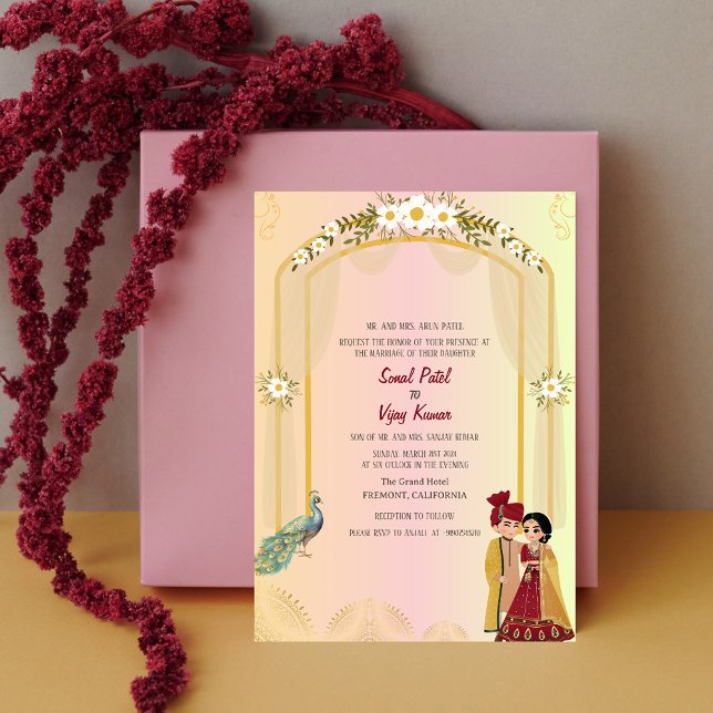 Indian Hindu Wedding Ganesha Peacock Invitation (Creator Uploaded)