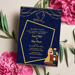 Indian Hindu Wedding Ganesha Royal Golden Invitation