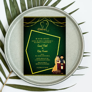Indian Hindu Wedding Ganesha Royal Golden Invitation
