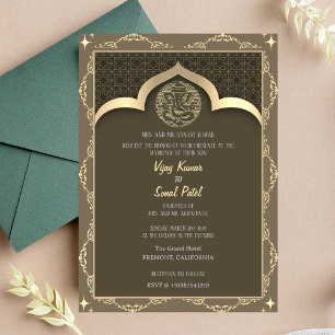 Indian Hindu Wedding Ganesha with Golden Elements Invitation