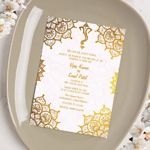 Indian Hindu Wedding Golden Elements Custom Image Invitation