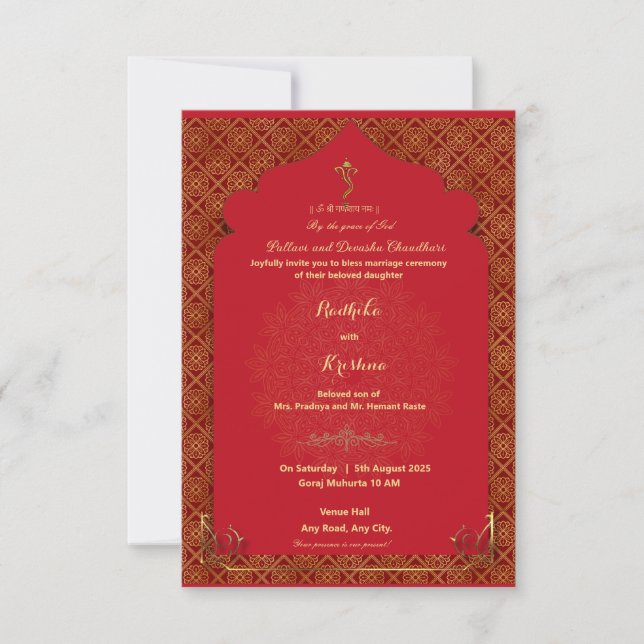 Indian hindu wedding invitation (Front)