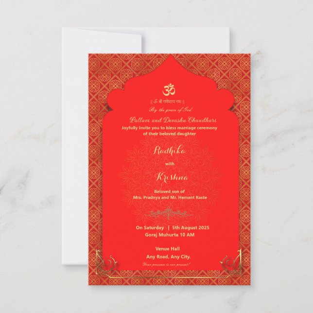 Indian hindu wedding invitation (Front)