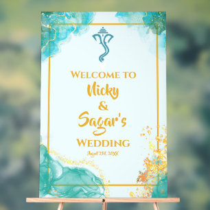 Indian Hindu Wedding Welcome Acrylic Signs