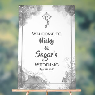 Indian Hindu Wedding Welcome Acrylic Signs