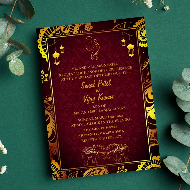 Indian Hindu Wedding with Couple Image & Ganesha  Invitation (Creator Uploaded)