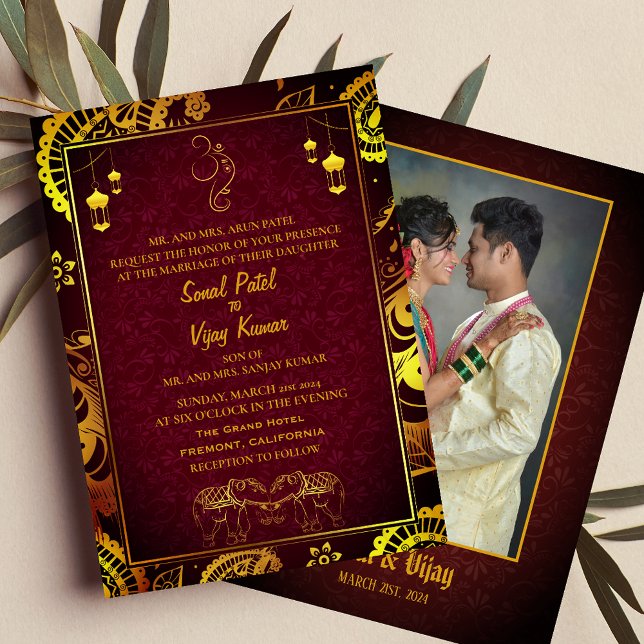 Indian Hindu Wedding with Couple Image & Ganesha  Invitation (Creator Uploaded)