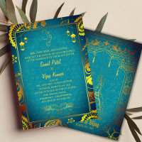 Indian Hindu Wedding with Ganesha Symbol Teal