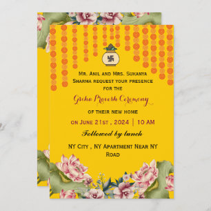 Indian Housewarming Ceremony Invitation