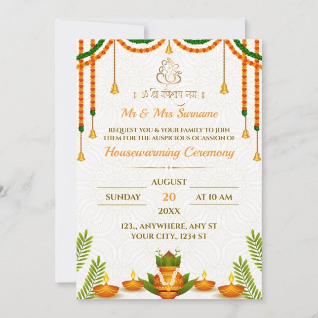 Indian Housewarming Invitation Card (Front)