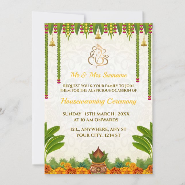 Indian Housewarming Invitation Card (Front)