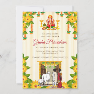 Indian Housewarming invitation Gruhapravesam