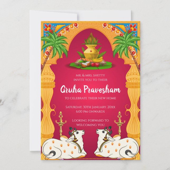 Indian Housewarming invitation Gruhapravesham (Front)