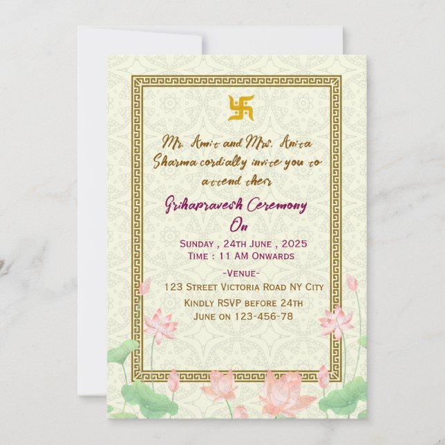 Indian Housewarming Invitations  (Front)