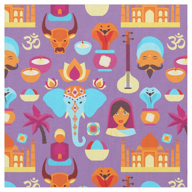 Indian Icon Pattern Fabric (Close Up)