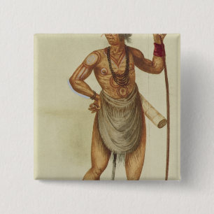 Indian in Body Paint 15 Cm Square Badge