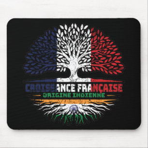 Indian India French France Tree Roots Flag Mouse Pad