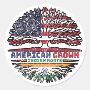 Indian India US American USA United States Tree Classic Round Sticker
