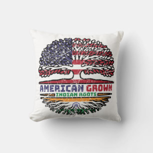 Indian India US American USA United States Tree Cushion