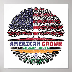 Indian India US American USA United States Tree Poster