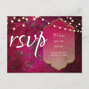 Indian Inspired Boho Damask in Deep Pink Postcard
