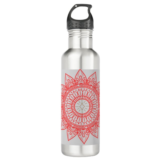 Indian-inspired design with mandalas 710 ml water bottle (Front)