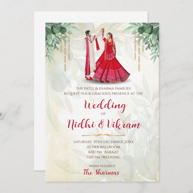 Indian invitations & Hindu wedding cards (Front/Back)