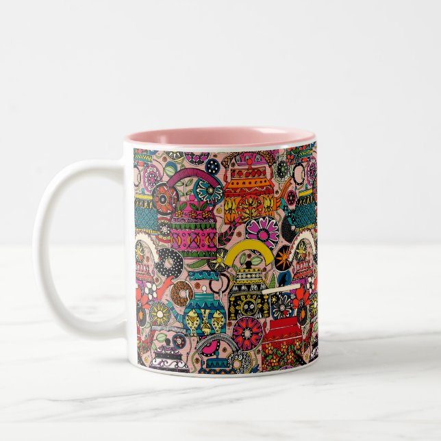 Indian kettles clay Two-Tone Coffee Mug (Left)